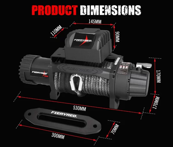 Electric Winch 13000LBS/5895kg 12V Synthetic Rope - Image 7