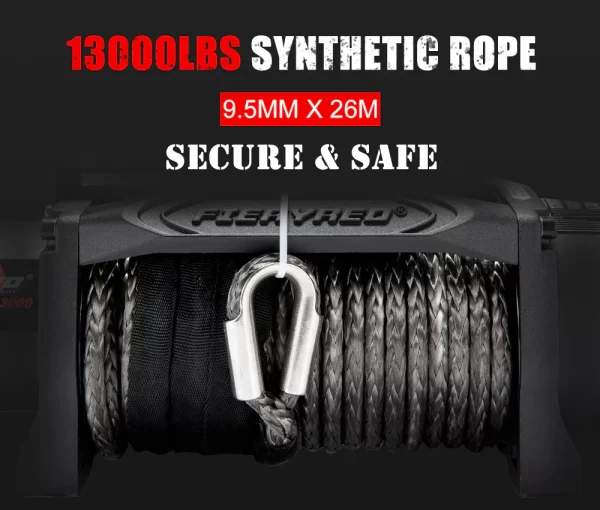 Electric Winch 13000LBS/5895kg 12V Synthetic Rope - Image 6