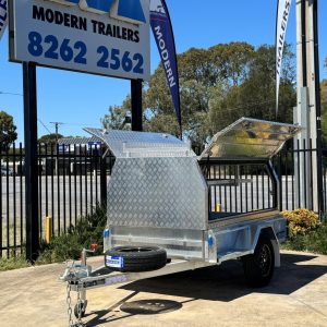 Aluminum 3 Door Canopy - Bolted on 7x4 galvanized Single Axle 300s 1400kg
